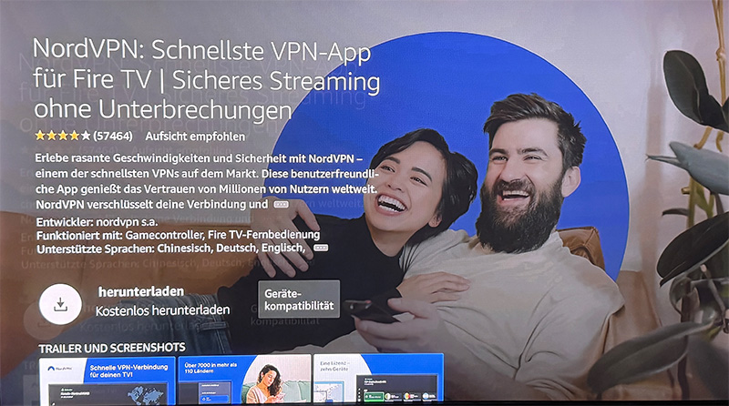 NordVPN App Download auf Fire TV Stick